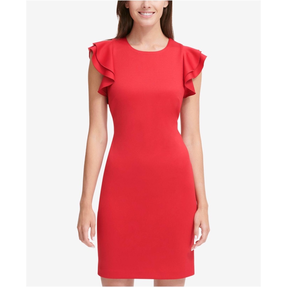 Tommy Hilfiger Red Flutter Sleeve Sheath Dress